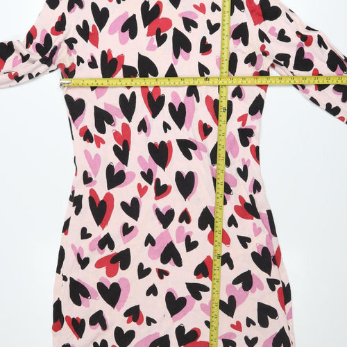 Oasis Women’s Multicoloured Heart Print Cotton Sweater Dress M