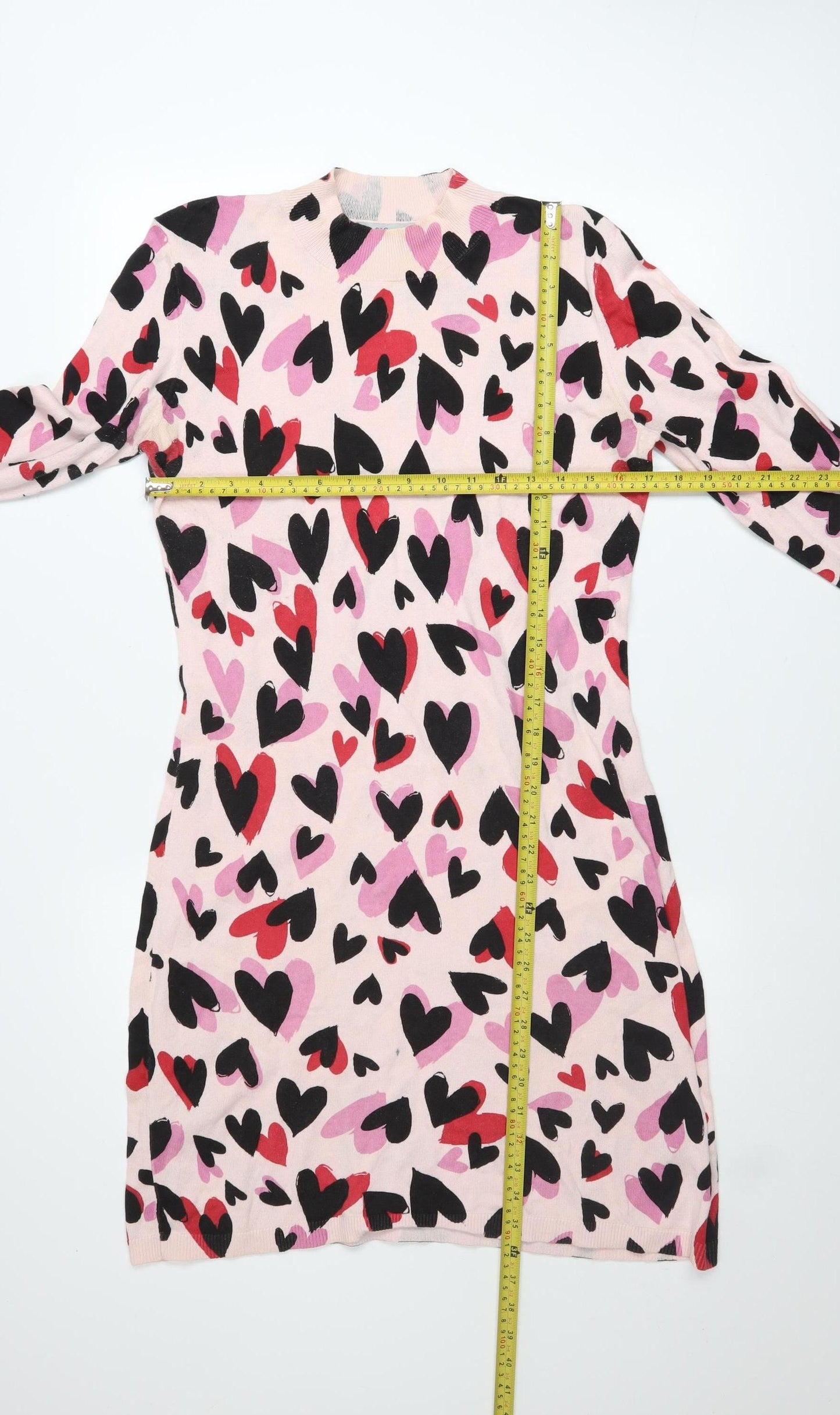Oasis Women’s Multicoloured Heart Print Cotton Sweater Dress M
