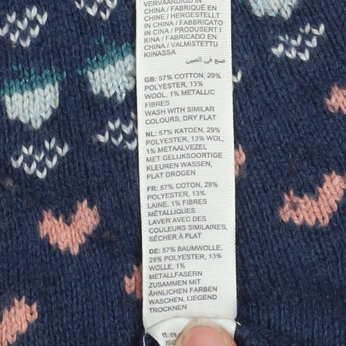 FatFace Girls Blue Fair Isle Knit Sweater Dress 10-11 Years Long Sleeve