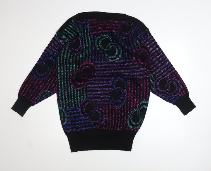 Mondi Womens Multicoloured 80s Geometric Knit Jumper Size 12