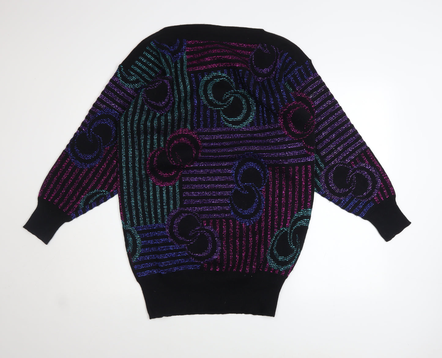 Mondi Womens Multicoloured 80s Geometric Knit Jumper Size 12