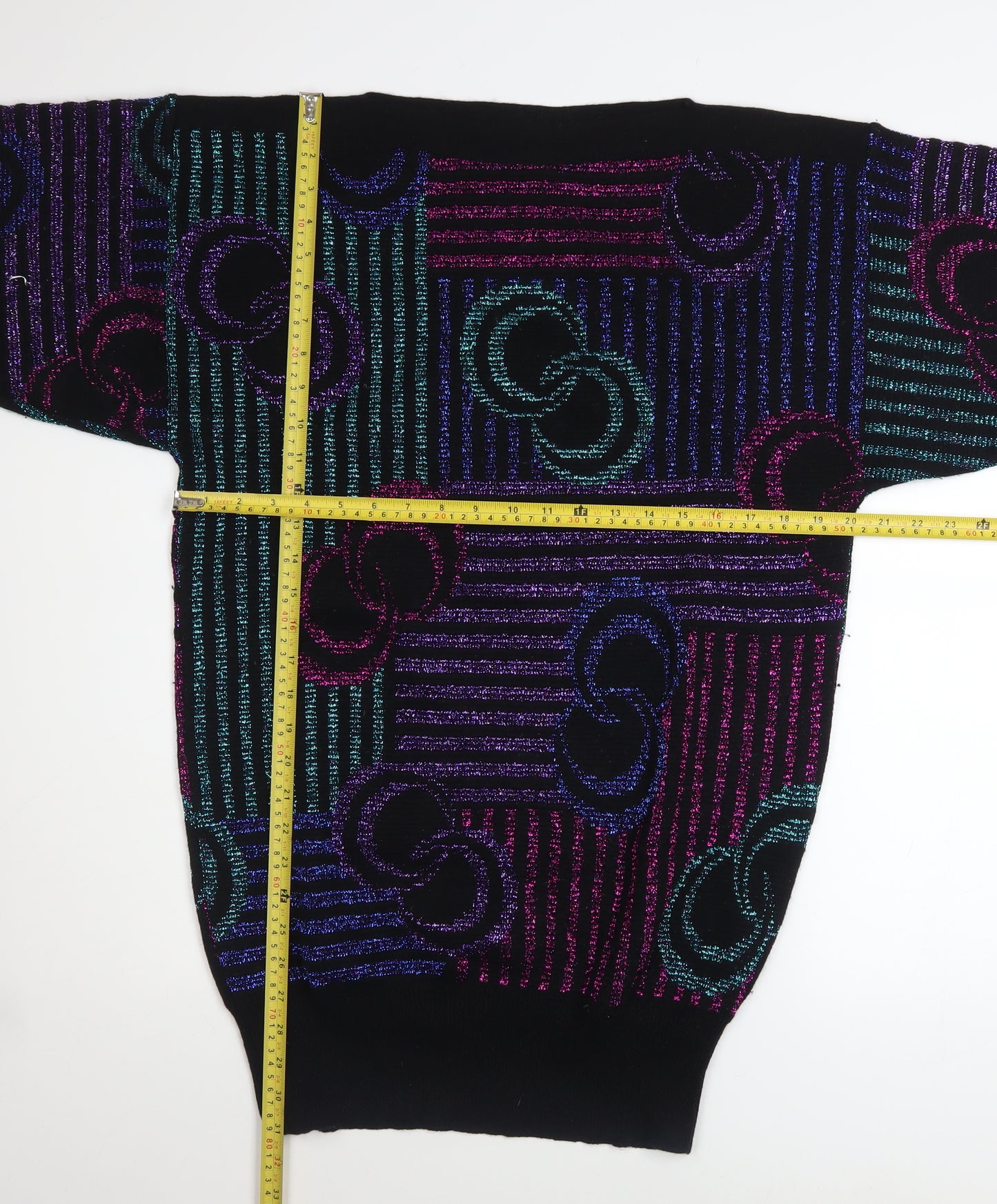 Mondi Womens Multicoloured 80s Geometric Knit Jumper Size 12