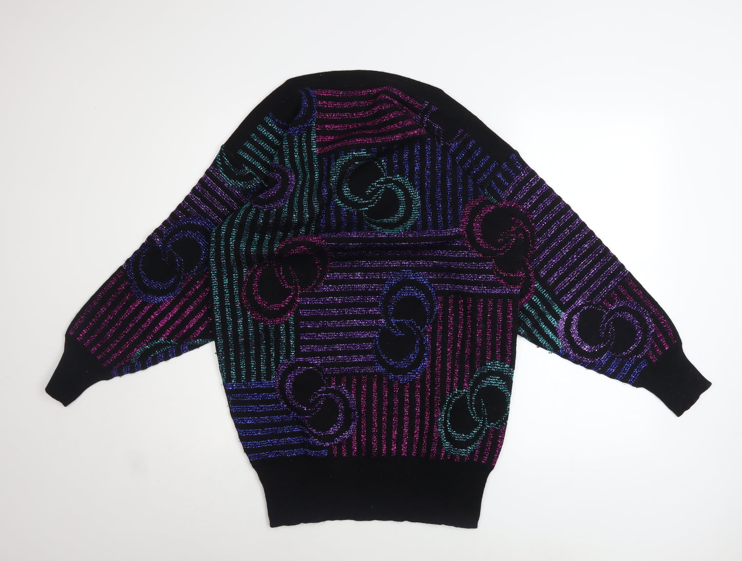 Mondi Womens Multicoloured 80s Geometric Knit Jumper Size 12