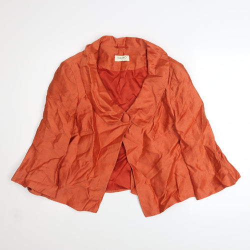 Kaliko Women Orange Linen Blend Short Blazer Jacket Size 14