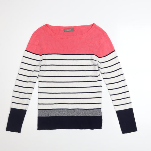 Oasis Women's Multicoloured Striped Boat Neck Knit Jumper M