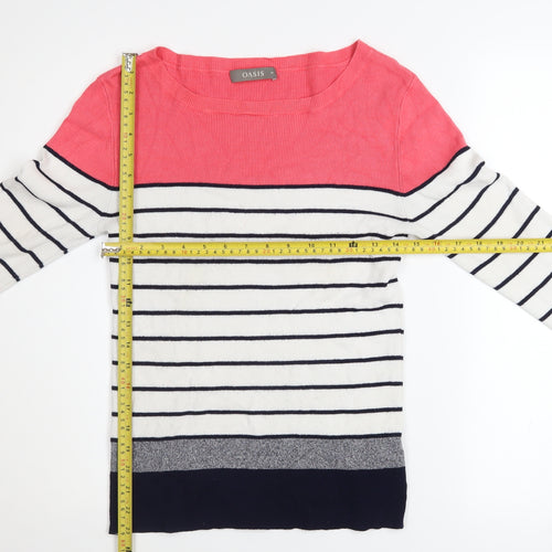Oasis Women's Multicoloured Striped Boat Neck Knit Jumper M