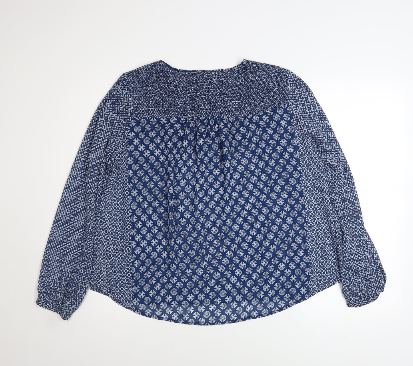 New Look Women’s Blue Geometric Long Sleeve Tunic Blouse Size 14