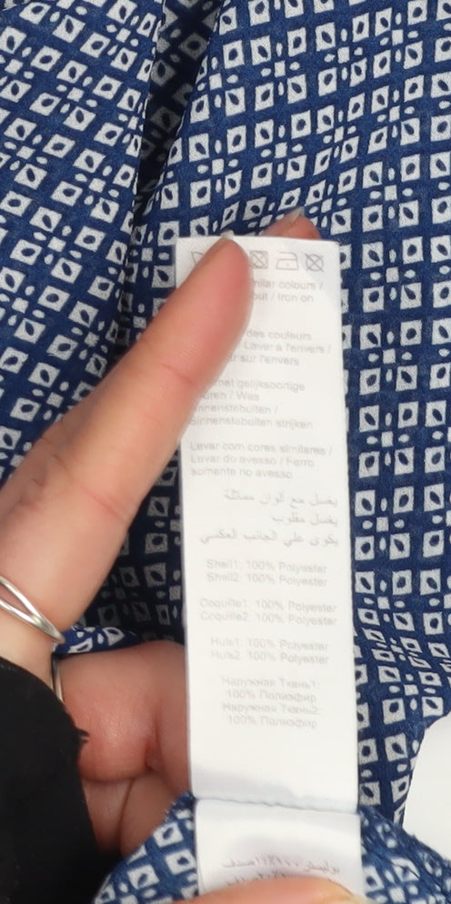 New Look Women’s Blue Geometric Long Sleeve Tunic Blouse Size 14