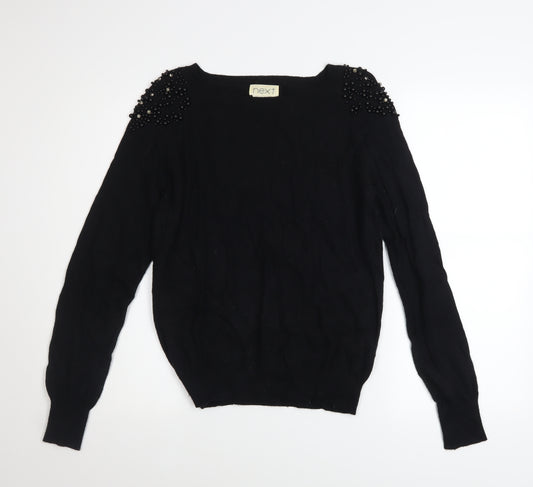 Next Women’s Black Beaded Shoulder Pullover Jumper Size 12
