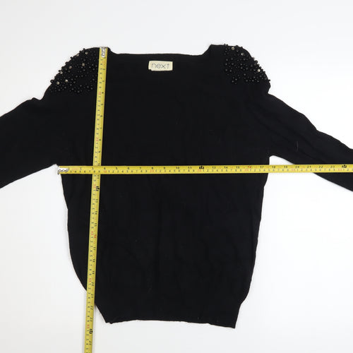 Next Women’s Black Beaded Shoulder Pullover Jumper Size 12