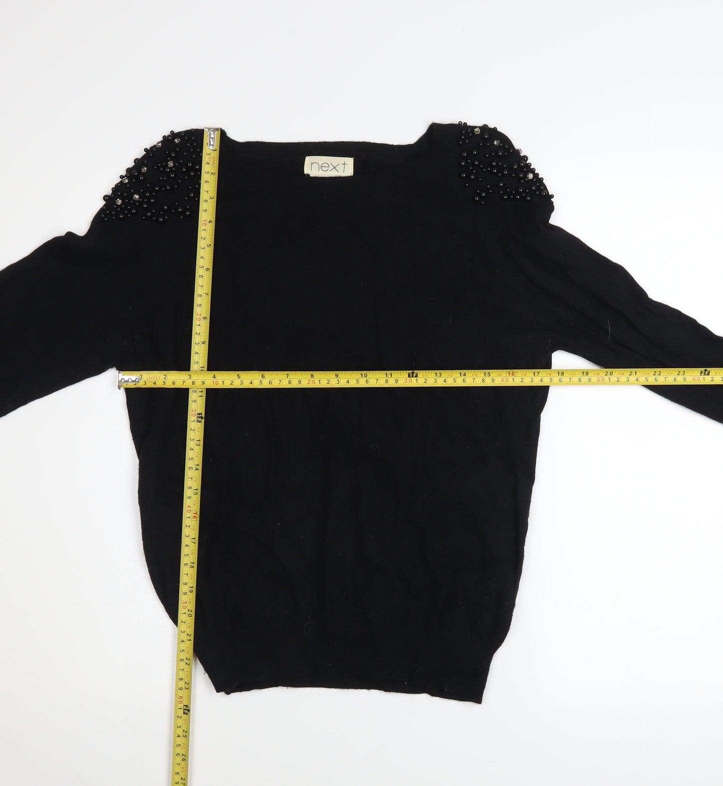 Next Women’s Black Beaded Shoulder Pullover Jumper Size 12