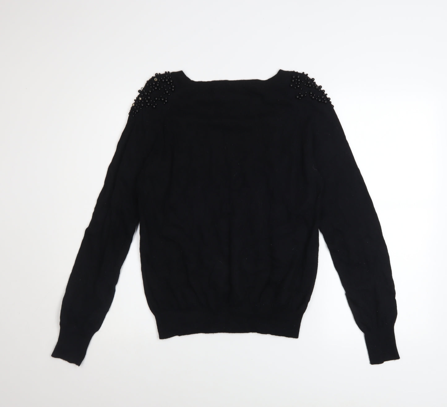 Next Women’s Black Beaded Shoulder Pullover Jumper Size 12