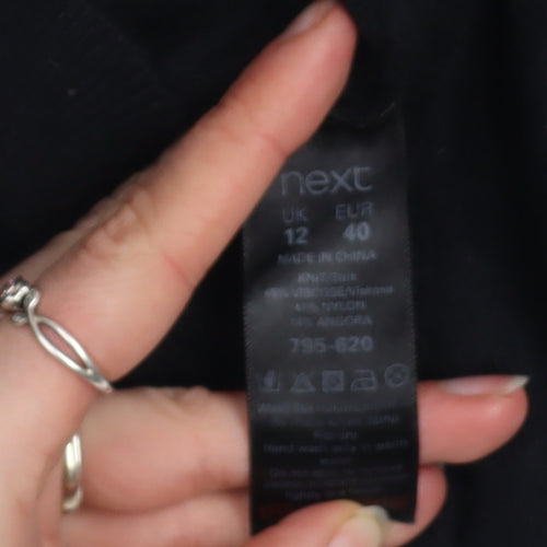 Next Women’s Black Beaded Shoulder Pullover Jumper Size 12