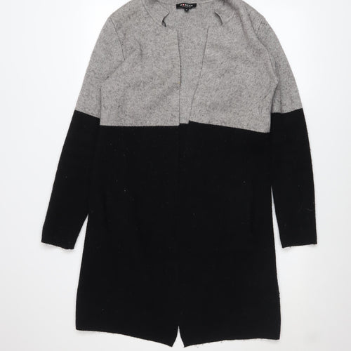 Morgan Women’s Grey Black Open Knit Long Sleeve Cardigan M