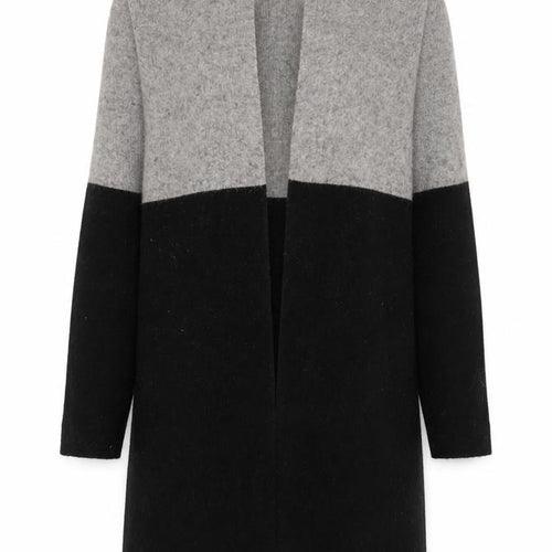 Morgan Women’s Grey Black Open Knit Long Sleeve Cardigan M