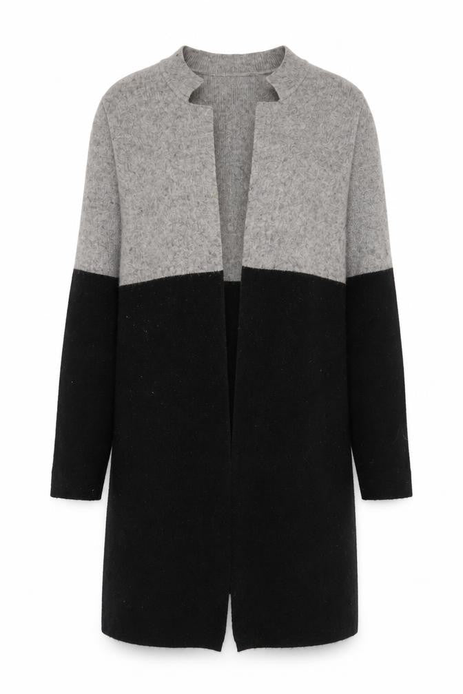 Morgan Women’s Grey Black Open Knit Long Sleeve Cardigan M