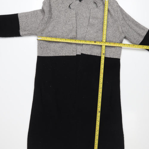 Morgan Women’s Grey Black Open Knit Long Sleeve Cardigan M