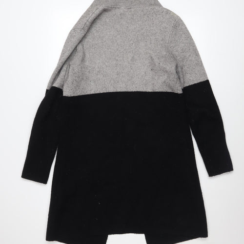 Morgan Women’s Grey Black Open Knit Long Sleeve Cardigan M