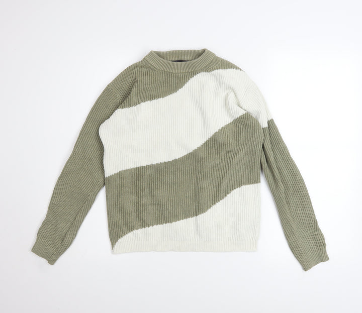 Marks and Spencer Women’s XS Khaki Mix Ribbed Cotton Jumper