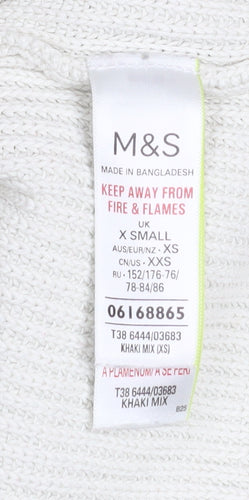 Marks and Spencer Women’s XS Khaki Mix Ribbed Cotton Jumper