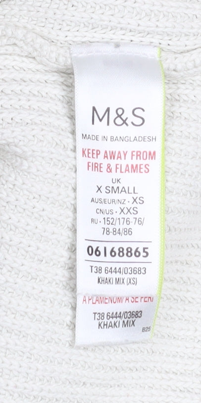 Marks and Spencer Women’s XS Khaki Mix Ribbed Cotton Jumper