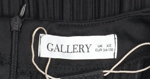 Gallery Women's Black Pleated Long Sleeve Blouse XS