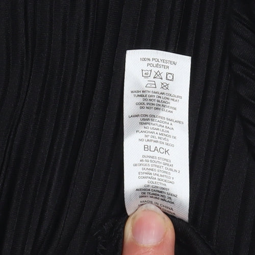 Gallery Women's Black Pleated Long Sleeve Blouse XS