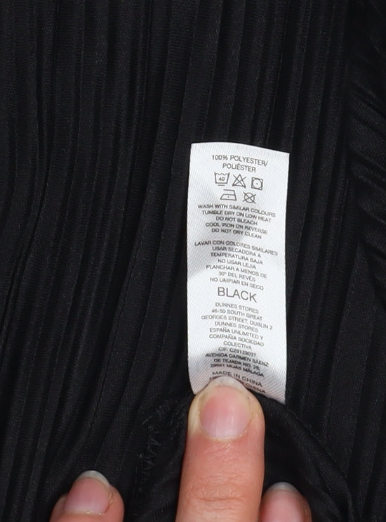 Gallery Women's Black Pleated Long Sleeve Blouse XS