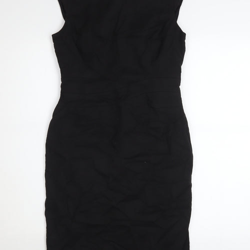 Warehouse Women Black Size 10 Sheath Knee Length Dress