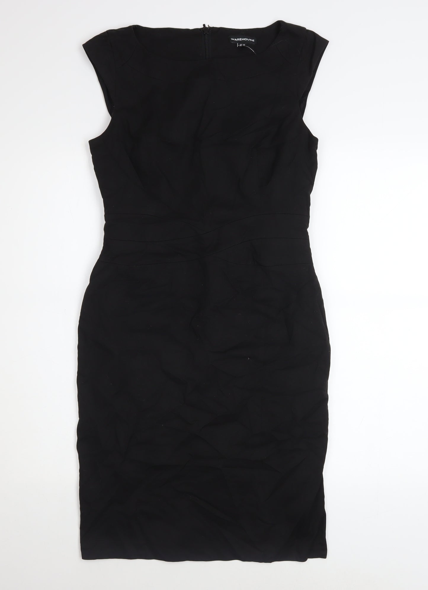 Warehouse Women Black Size 10 Sheath Knee Length Dress