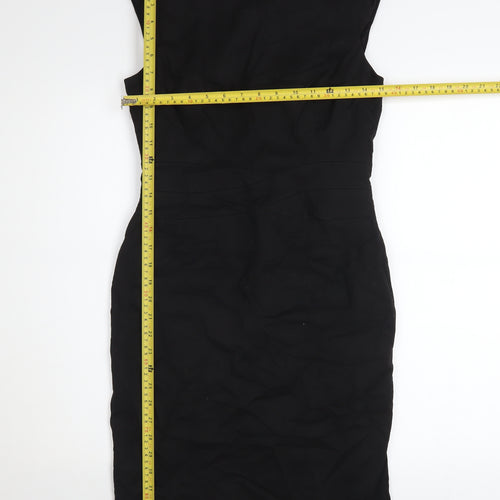 Warehouse Women Black Size 10 Sheath Knee Length Dress