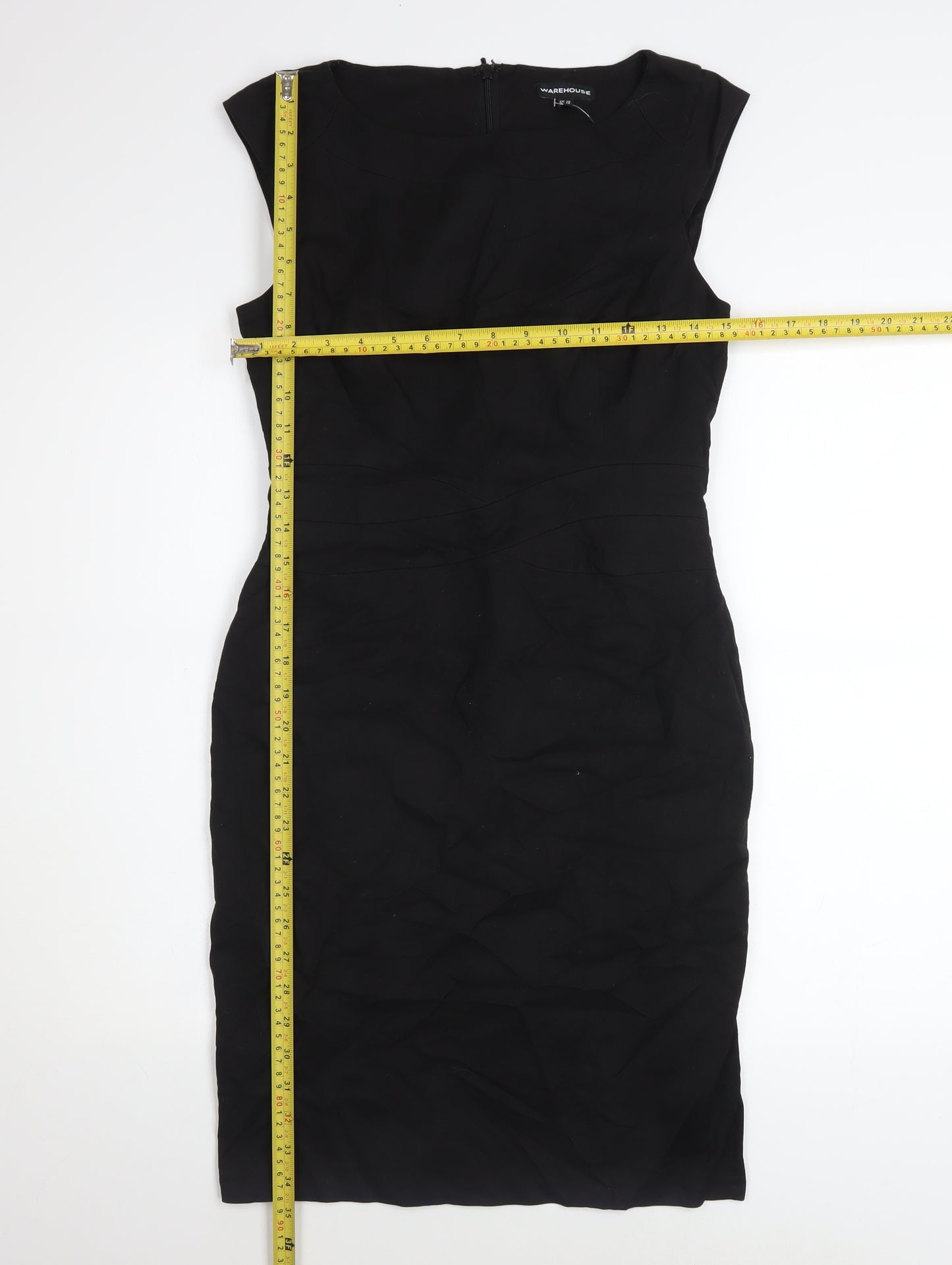 Warehouse Women Black Size 10 Sheath Knee Length Dress