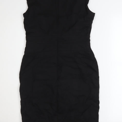 Warehouse Women Black Size 10 Sheath Knee Length Dress