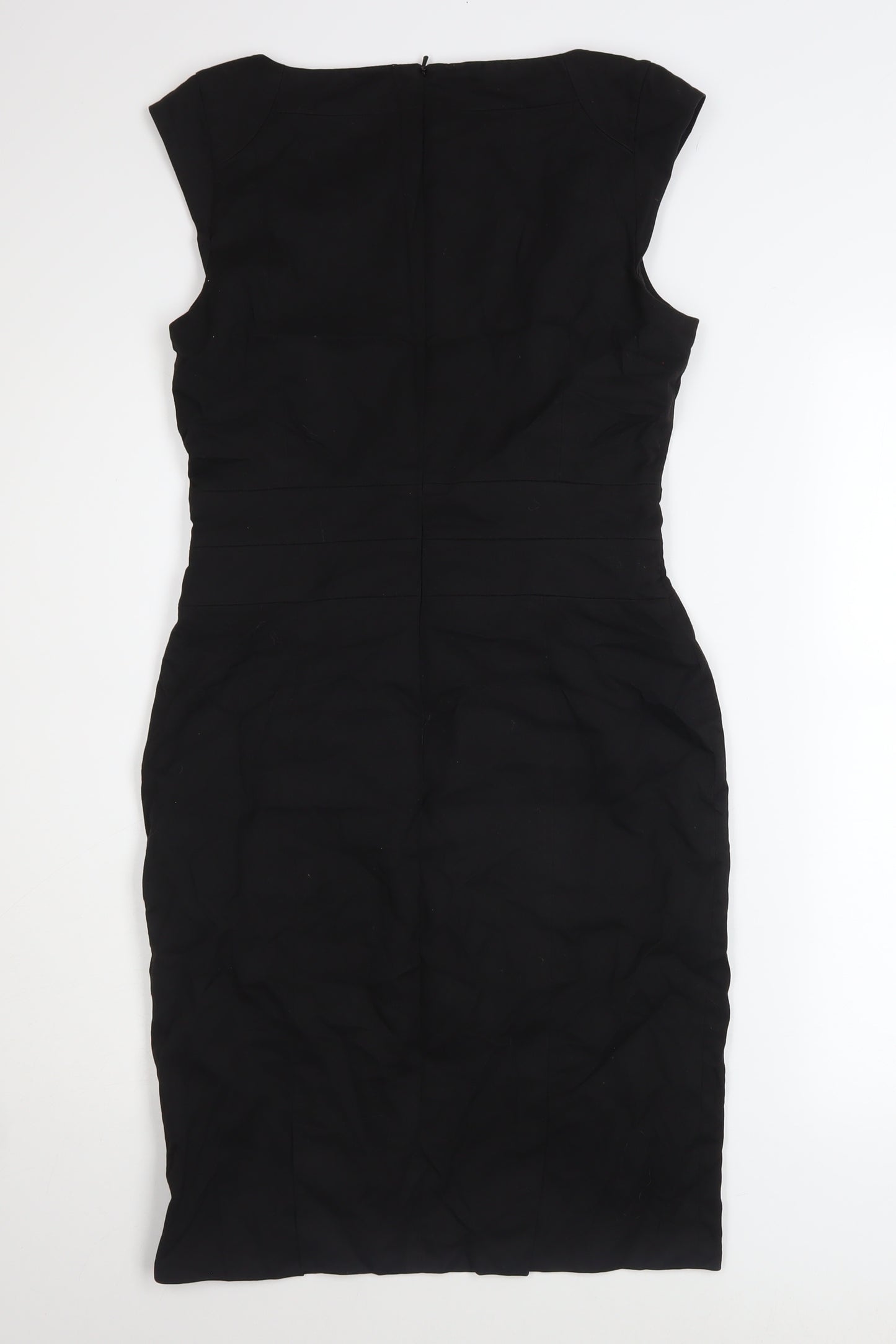 Warehouse Women Black Size 10 Sheath Knee Length Dress