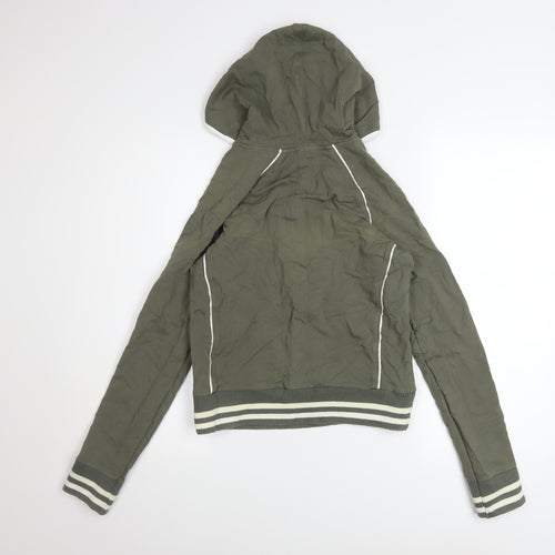Next Women’s Khaki 1/2 Zip Hooded Sweatshirt UK 10 Cotton Blend
