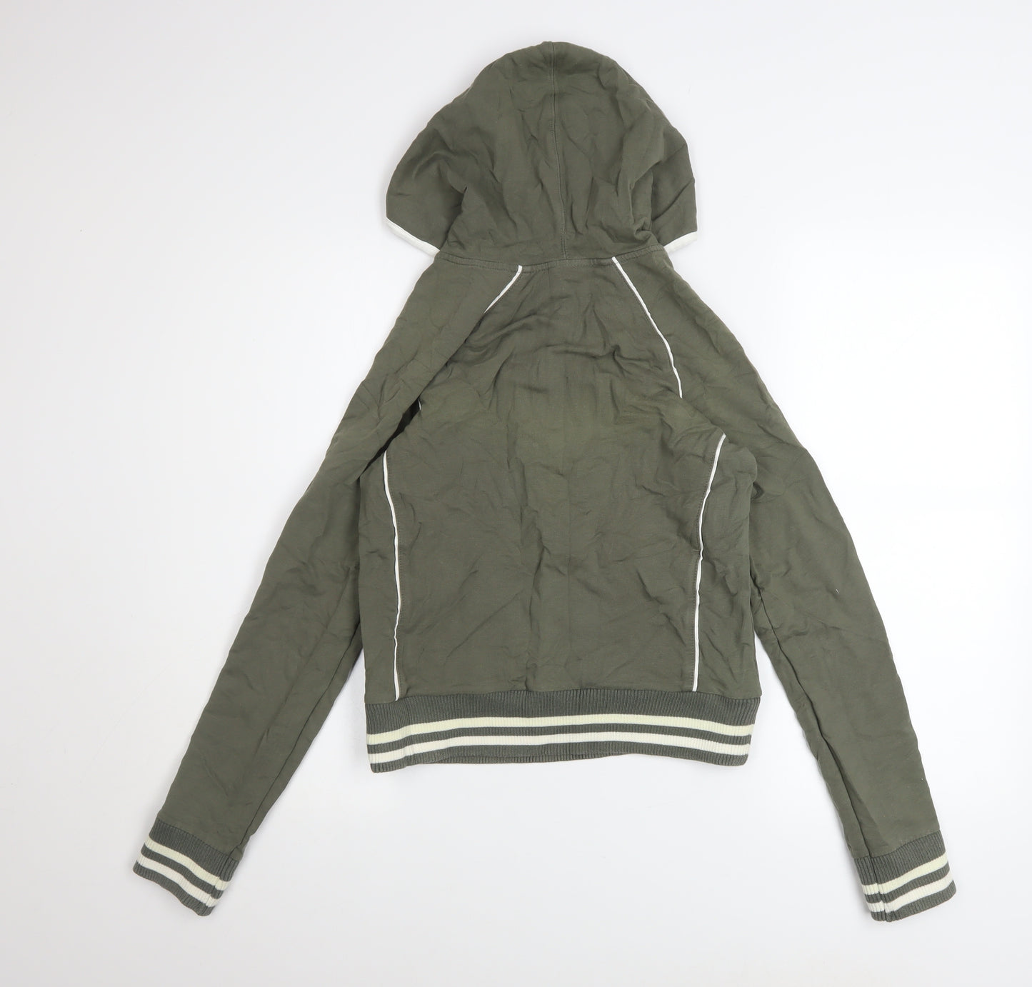Next Women’s Khaki 1/2 Zip Hooded Sweatshirt UK 10 Cotton Blend