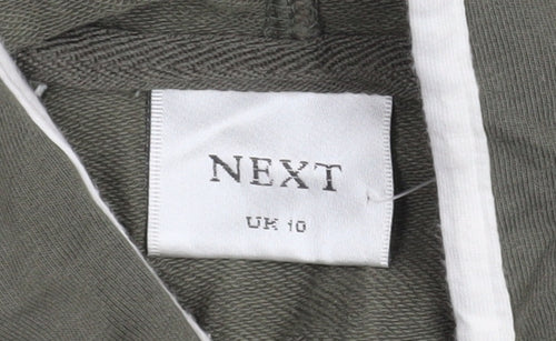 Next Women’s Khaki 1/2 Zip Hooded Sweatshirt UK 10 Cotton Blend