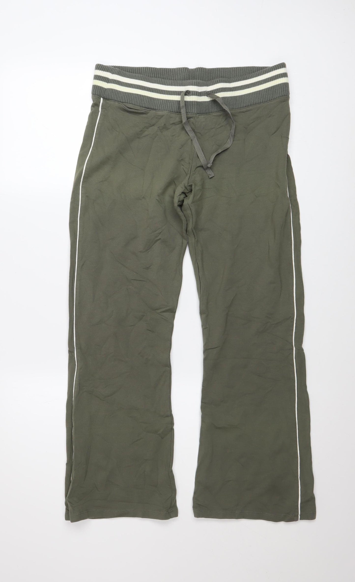 Next Women’s Green Track Pants UK 12 Short Cotton Elastane Drawstring