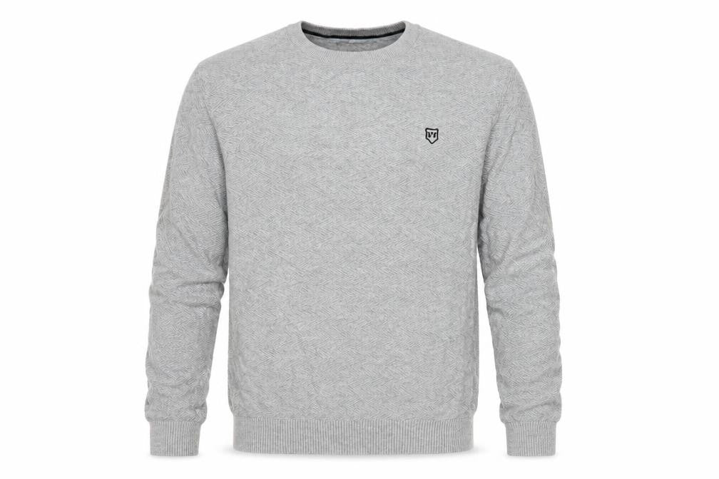 Front view of XV Kings Men's Grey Cotton Crew Neck Jumper, size L