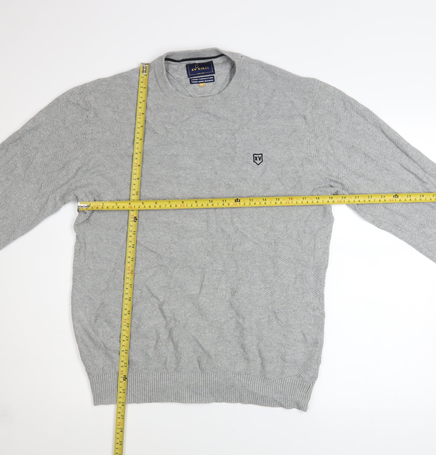 XV Kings Men's Grey Cotton Crew Neck Jumper Size L