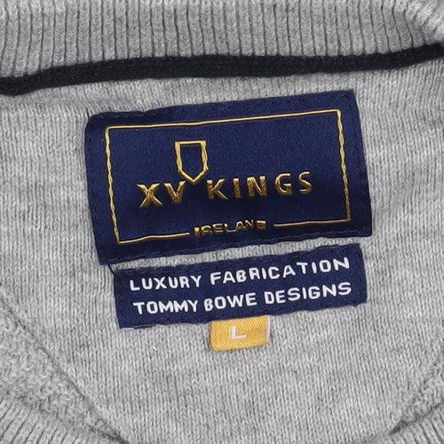 XV Kings Men's Grey Cotton Crew Neck Jumper Size L