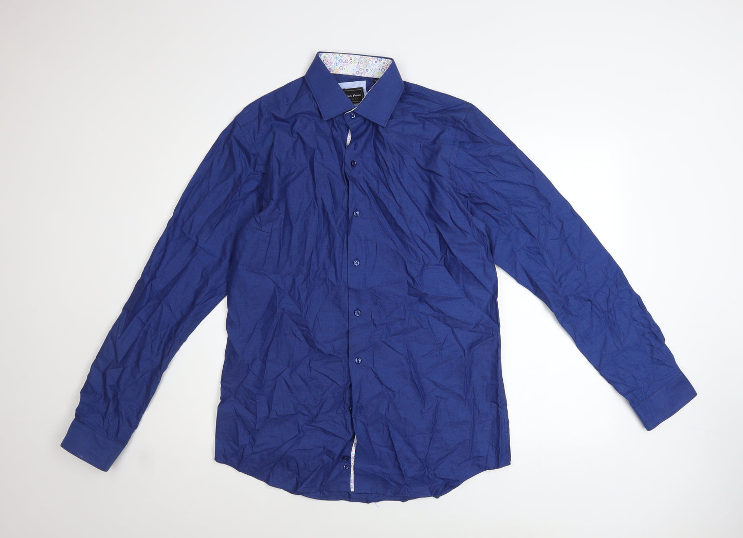 Mauro Puccini Men's Blue Cotton Long Sleeve Button-Up Shirt M