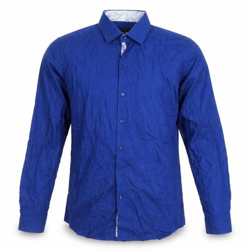 Mauro Puccini Men's Blue Cotton Long Sleeve Button-Up Shirt M