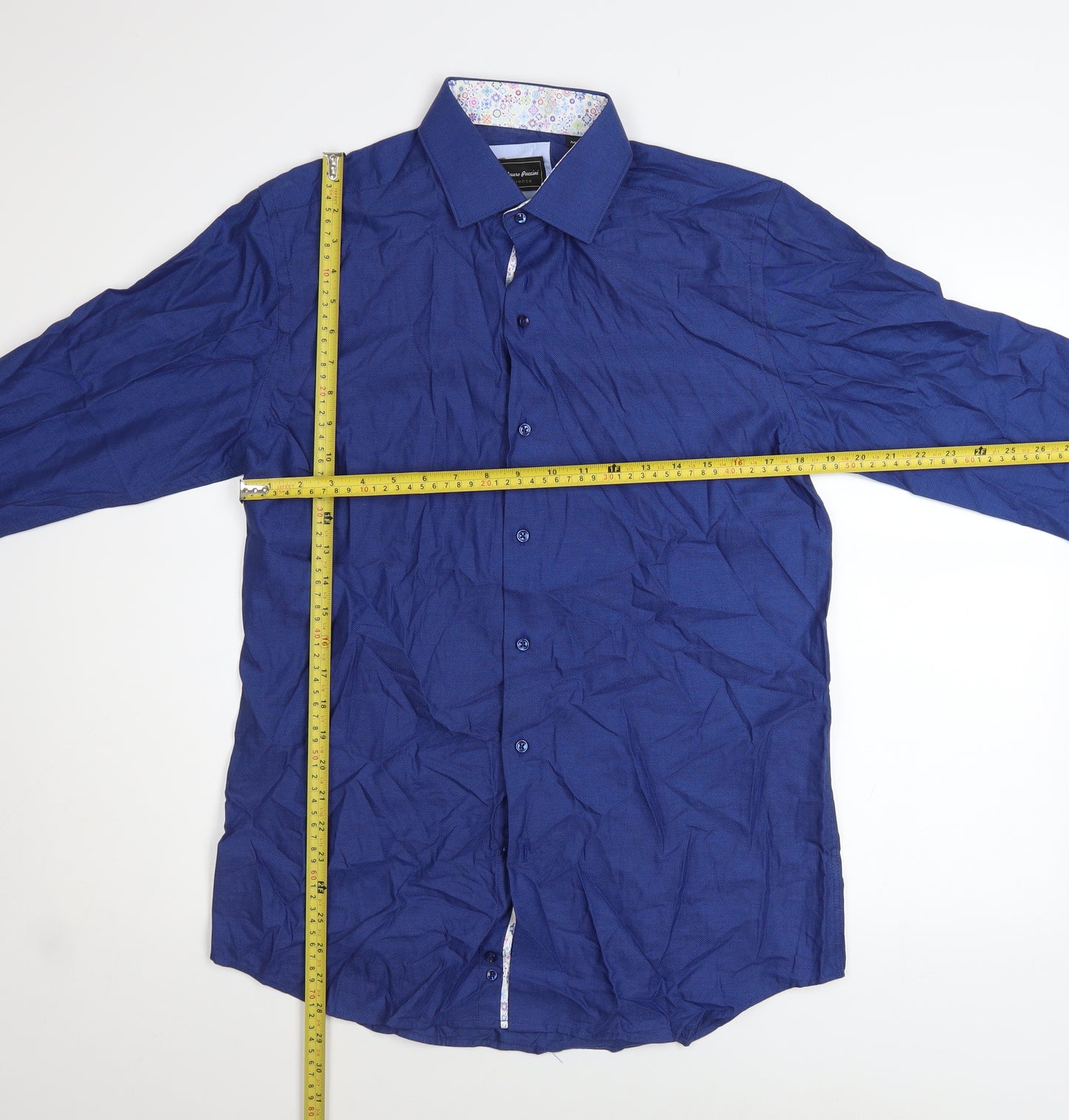 Mauro Puccini Men's Blue Cotton Long Sleeve Button-Up Shirt M