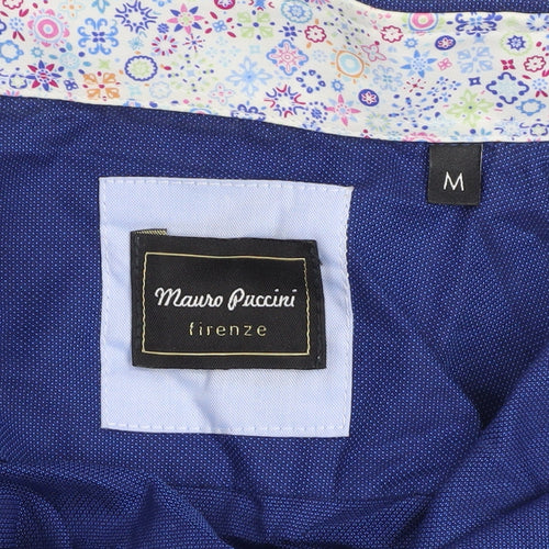 Mauro Puccini Men's Blue Cotton Long Sleeve Button-Up Shirt M
