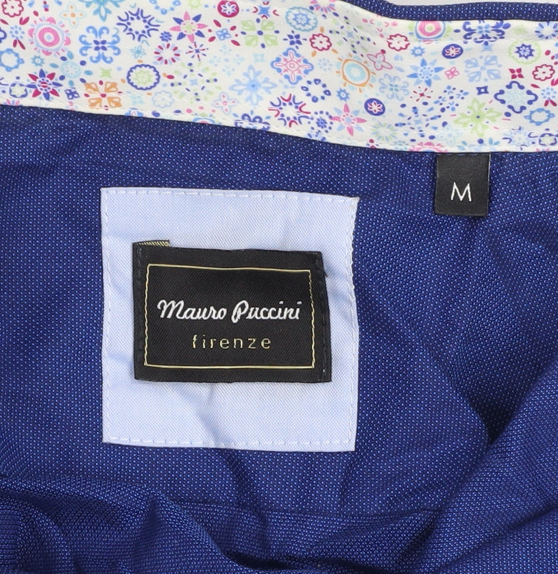 Mauro Puccini Men's Blue Cotton Long Sleeve Button-Up Shirt M