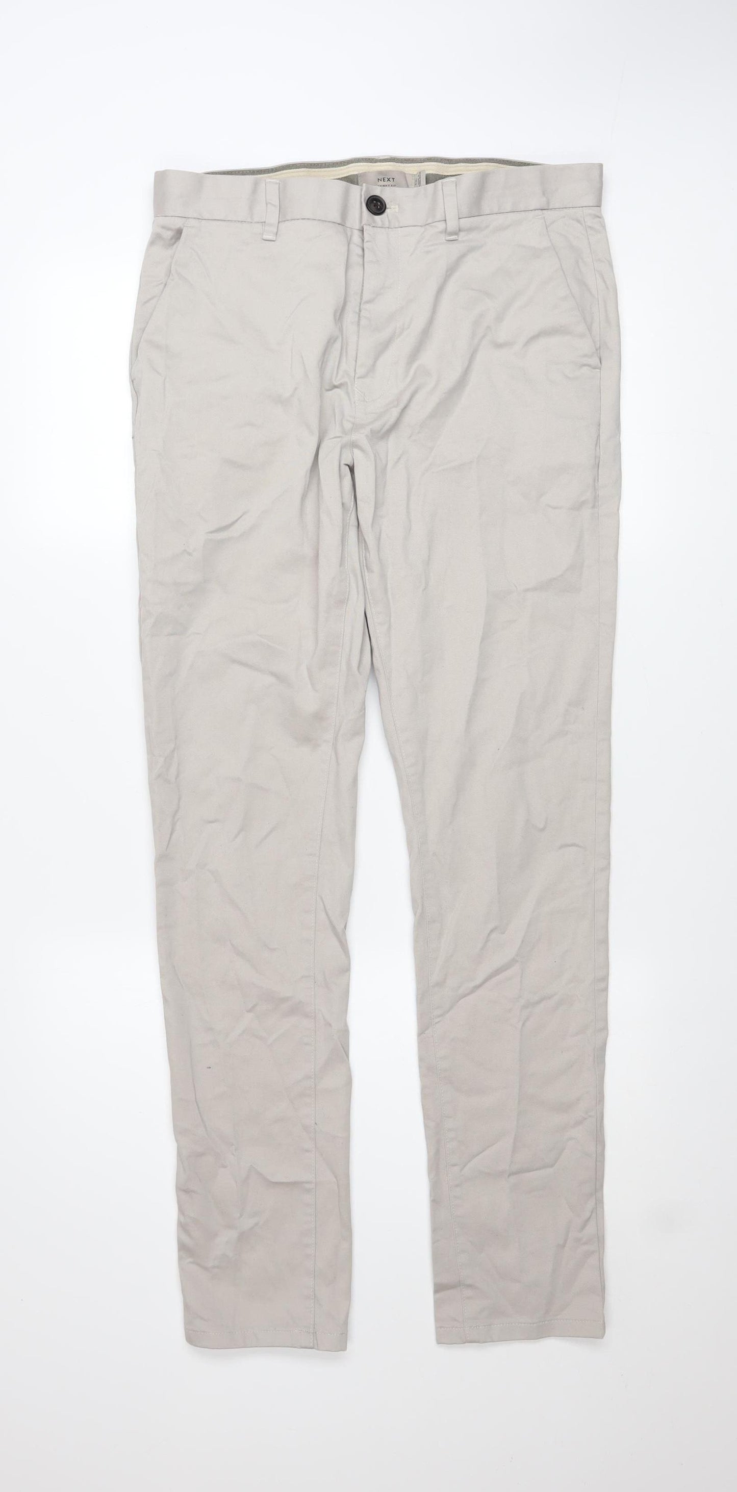 Next Men's Beige Skinny Fit Chino Trousers Size 32L