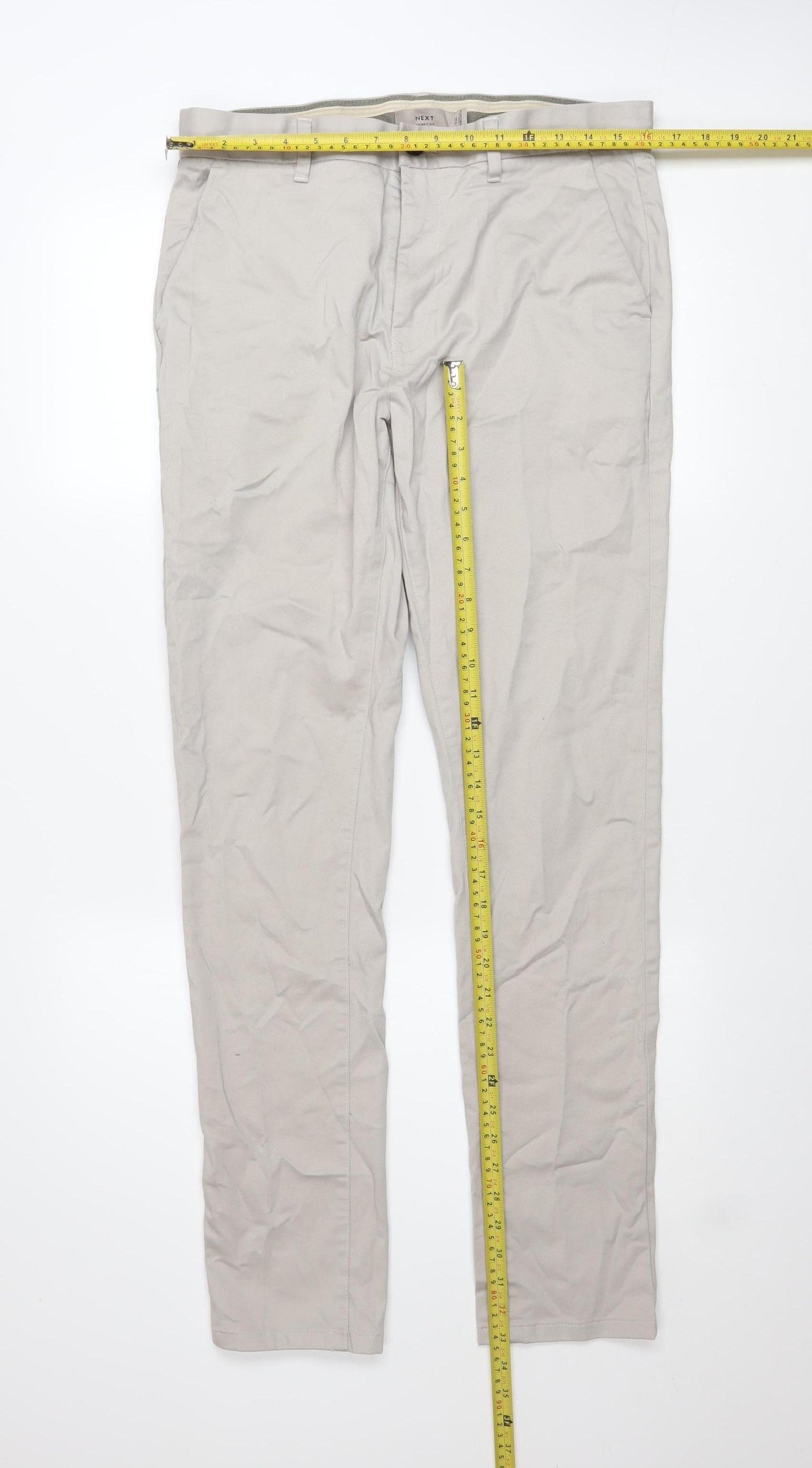 Next Men's Beige Skinny Fit Chino Trousers Size 32L