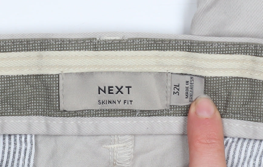 Next Men's Beige Skinny Fit Chino Trousers Size 32L