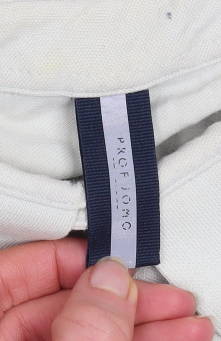 PROF JOMO Men's Ivory Cotton Elastane Short Sleeve Polo Shirt Medium